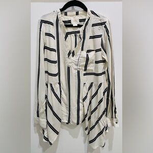 Maeve Black and Cream Striped Blouse
